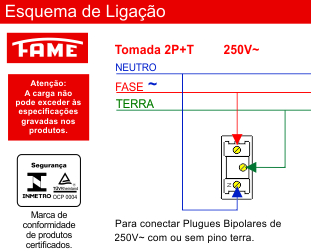FAME - Tomadas - 2P T Externa - Ligação